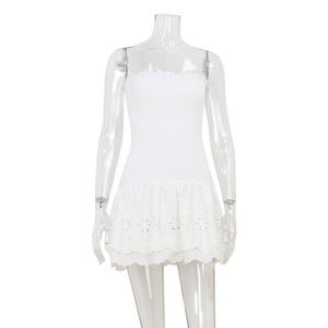 Vestido Mini Ajustado <span class=keywords><strong>de</strong></span> Verano para Adolescentes, Estilo Y2K, Vestido Mini <span class=keywords><strong>de</strong></span> Encaje Blanco con Doble Volante - Product Image 6