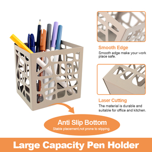 Geometric Metal Pen Holder Modern Iron Desktop Stationery Organizer Multi-functional Pencil Cup for Office School <b>Desk</b> - Product Image 3