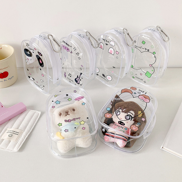 Dongjin KB21 Custom Transparent PVC Waterproof Fashion Doll 3D Display Bag Four-Leaf Clover Little Star Walking Girl Case