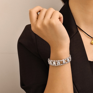 Luxury Gold Plated <b>Copper</b> Cuff <b>Bracelet</b> With Crystal Inlay For Women Party Fashion Jewelry - Product Image 2