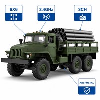 Camion RC 6x6 tout-terrain télécommandé 41cm 2.4GHz 7.4V ABS+Métal Classique Jouet Cadeau Chargeur Inclus 3 Canaux Fonction Suivez-moi
