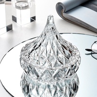 Conteneur de bonbons de haute qualité, pot de stockage en verre transparent en forme de goutte d'eau avec couvercle en verre