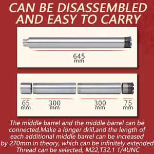 M22 1 1/4unc kim cương lõi mở rộng khoan bit cho bê tông cốt thép chia khoan bit 25-200mm Tổng chiều dài 500mm đấm lỗ - Product Image 4