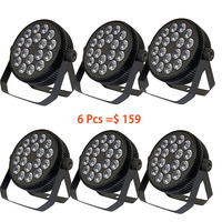 6 Pack 18x10W LED Slim Par Stage Light Dmx512 Contrôle pour Église Mariage DJ Mariage Banquet Hall Bar Aluminium Matériel Fly Case