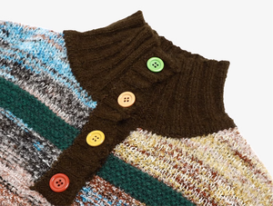 Nouveau pull en tricot rayé géométrique couleur Maillard pour femme, style rétro, automne-hiver 2025 - Product Image 3