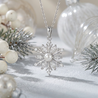 Pendentif élégant ZG en laiton avec perle d'eau douce et pierre précieuse marquise flocon de neige, bijou festif