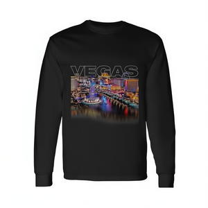 T-shirt à manches longues Vegas Strip, design graphique avec vue nocturne sur la ville de Las Vegas, Nevada - Product Image 2