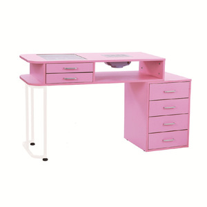 Pink Nail Art Table With Storage Drawers And <b>Mirror</b> For Salon Or Home Use - Product Image 5