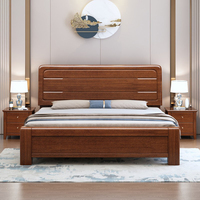 Meubles de chambre à coucher Moderne, léger, de luxe, grande taille Lit double en bois massif personnalisé à prix d'usine Lits en bois à vendre