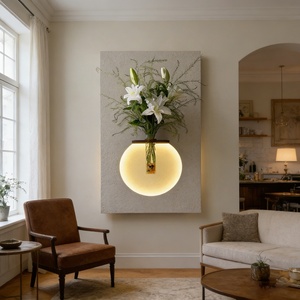 Decoración LED para el Hogar, Pintura Texturizada en Relieve 3D, Escultura Geométrica Hecha a Mano, Pintura Minimalista en Piedra Arenisca, Decoración para Hotel, Personalizable - Product Image 4