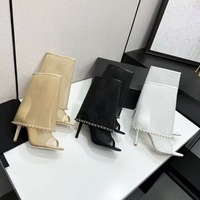 Bottes mi-mollet pour femme, nouvelle collection été 2026, respirantes en maille, talon aiguille 9 cm, bout ouvert, chaîne, à enfiler, fabrication ODM/OEM