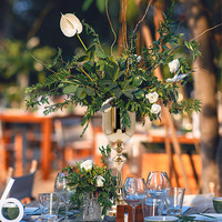 Support à fleurs créatif en métal doré pour mariage, centres de table européens pour salle à manger, salon, hôtel sur mesure