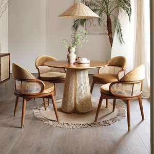 Nuovo Design di Lusso per Arredamento Sala da Pranzo, Tavolo in Legno e Vimini, Sedia per <span class=keywords><strong>Cucina</strong></span> e Ristorante - Product Image 1