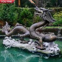 Estátua de dragão chinês bronze grande para jardim ao ar livre