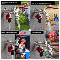 Robinet d'extérieur 1 entrée 2 sorties pour arrosage de fleurs, résistant au froid et à la chaleur, anti-gel, norme BS, connexion filetée, en métal zinc