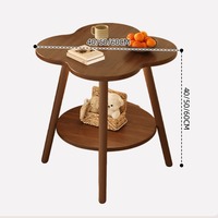 Table d'appoint/bout de canapé convertible en forme de pétale à 2 niveaux avec rangement, pieds en bois massif, écologique et durable, table de chevet décorative pour salon