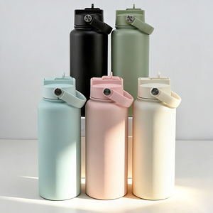 Custom Logo 32oz Insulated Stainless Steel Double Wall Vacuum Water Bottle Handle Lid Straw BPA Free 12-24hrs <b>Thermal</b> Insulation - Product Image 3