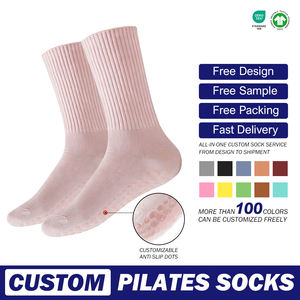 Di alta qualità su misura logo cotone media Non slittamento in Silicone Indoor Fitness Pilates calze da donna calze sportive calze - Product Image 1