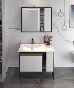 Gabinete de espejo de baño montado en el suelo resistente al agua moderno Chaozhou más vendido Tablero ecológico sin pintura para baño Vanit - Product Image 3