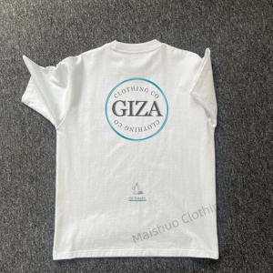 T-shirt da uomo bianca a costine di alta qualità, in tessuto spesso, personalizzabile con stampa serigrafica, all'ingrosso a buon prezzo - Product Image 4