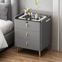 Meuble de chevet intelligent en bois massif au design moderne, écoresponsable, avec mini-lampe LED, chargeur sans fil et tiroir de rangement rafraîchissant pour chambre à coucher