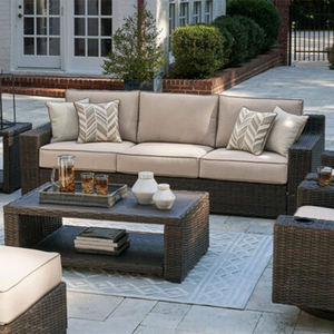 Muebles de Jardín de Mimbre de Ratán de Diseño Minimalista, Conjuntos de Sofá <span class=keywords><strong>y</strong></span> <span class=keywords><strong>Mesa</strong></span> Elegantes con Cojines - Product Image 3