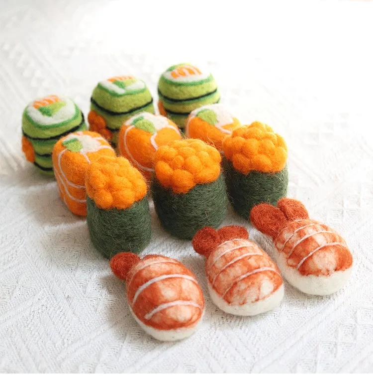 Монтессори, игровой кухонный рынок, шерстяная корзина для суши, плюшевая игрушка, набор еды для детей, подарок на день рождения, идея