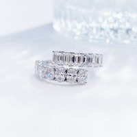 Anello di Fidanzamento con Diamanti Sintetici in Platino PT950, Elegante Anello Impilabile da Donna per Matrimonio, Gioielleria Fine