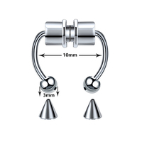 Anneau nasal magnétique en fer à cheval en acier inoxydable Anneau nasal réutilisable sans perçage Faux piercing magnétique pour le nez