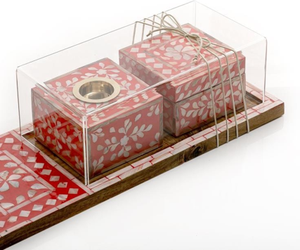 Incienso de nácar de estilo árabe de primera calidad Bakhoor Buner Set con bandeja con incrustaciones y caja hecha en Vietnam - Product Image 1