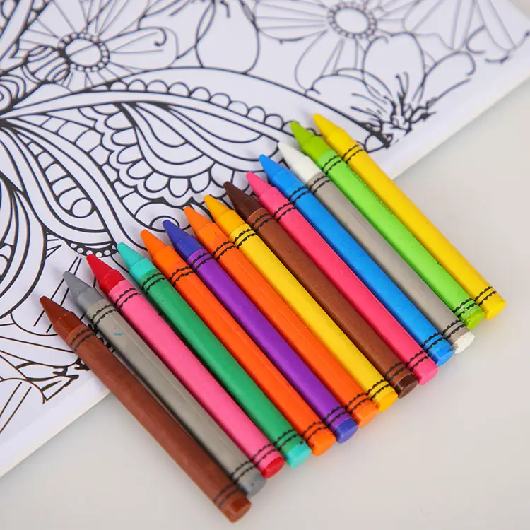 Wholesale Jumbo Cheap Wax Non-toxic Crayons De Couleur Professionnel Crayons Kids 12 24 36 Colors Crayon Set for Children