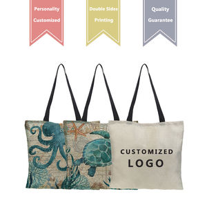 Sac à bandoulière en toile de jute pour femmes, imprimé de tortues marines colorées, sac fourre-tout en lin naturel, sac de plage en jute pour les vacances - Product Image 6