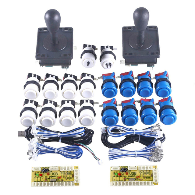 2 Player Arcade DIY Kits 2X USB Encoder + 2X Spanish Style Joysticks + 20x Arcade Buttons for Arcade Game DIY KIT