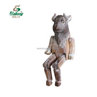 Sculpture en bois massif sculptée à la main BAILONG, animal sauvage multicolore, 23-24 cm, décoration d'intérieur