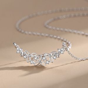 ZHILIAN Grosir Kalung Bunga Zirkon Perak Sterling <span class=keywords><strong>925</strong></span> Perhiasan Fashion Klasik untuk Wanita Pernikahan Pertunangan - Product Image 2