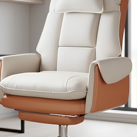 Chaise de bureau de direction de luxe ergonomique inclinable pivotante en acier à dossier haut avec appuie-tête réglable et siège de travail confortable
