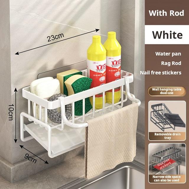 Sponge frame with rod wall hanging sticker, white