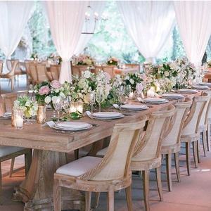 Chaise de canette en bois de chêne Vintage, mobilier de salle à manger, hôtel de Style européen et américain, tissu rembourré de fête - Product Image 5