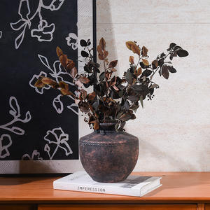 Vase en céramique Arrangement de fleurs Vase moyen Poterie Sensation Ornements Rétro Français Wabi-sabi Style Antique Salon Décoration - Product Image 2
