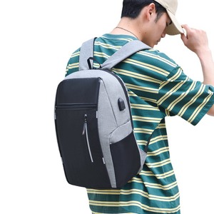 Laptop <b>Backpack</b> Men Large Capacity Business Travel Gray <b>Black</b> Solid Color Shoulder Straps Summer 2023 - Product Image 5