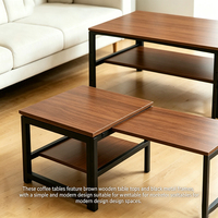 Table basse moderne extensible avec cadre métallique et étagère inférieure, taille réglable, couleur et forme personnalisables