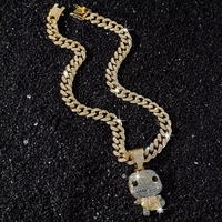Collier Pendentif Mini Tortue 3D en Alliage de Zinc, Bleu Glacé et Blanc, Motif Dessin Animé Tendance, Cadeau de Fête pour Enfants, Or 14K