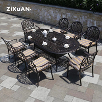 Tables et chaises de luxe en aluminium moulé pour l'extérieur, tables et chaises ovales longues, tables et chaises de jardin, villa, cour