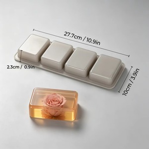 4 Cavity Geometric Rectangular Round <b>Silicone</b> <b>Soap</b> <b>Mold</b> Handmade DIY Craft <b>Mold</b> for Essential Oil <b>Soap</b> Making - Product Image 4