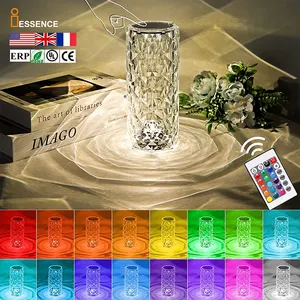 Rgb Remote Control Acrylic Rose Desk Lamp Indoor Touch Atmosphere Rose Crystal Diamond Table Lamp Decorative Night Light