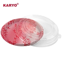 KARYO KY-251 rond luxe blister PET PS plastique jetable repas boîte à lunch conteneur à emporter sushi plateau avec couvercle anti-buée