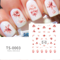 Autocollant d'art d'ongles à transfert d'eau numérique DIY, motif floral simple, rose, narcisse, cerisier, motif de langue, Zhengxiang
