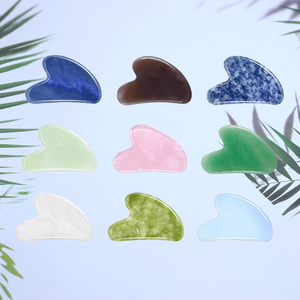 เครื่องนวดหน้ากัวซา 100% ทำจากหินออบซิเดียนสีดำธรรมชาติ รูปทรงหัวใจ หินสีชมพู คุณภาพสูง รับผลิตแบบ OEM ODM หินเนฟไรต์สีดำ กัวซา - Product Image 4