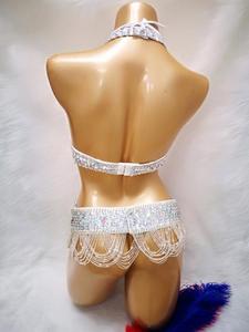 Carnaval Samba Sparkly Bikini Costume De Danse Du Ventre 3pc Ensemble avec Ceinture Collier pour Femmes Stage Performance - Product Image 2