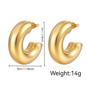 Boucles d'oreilles creuses en acier inoxydable plaqué or 18 carats exclusives pour femmes Trendy Luxury 18K Oval Drop Geometric Cross-Border <span class=keywords><strong>Design</strong></span> - Product Image 4